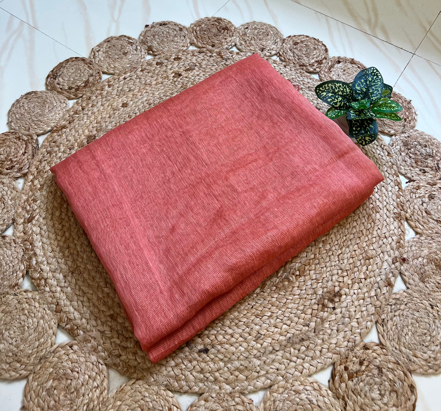 Pink Pure Linen Silk Saree with Tissue  Pallu